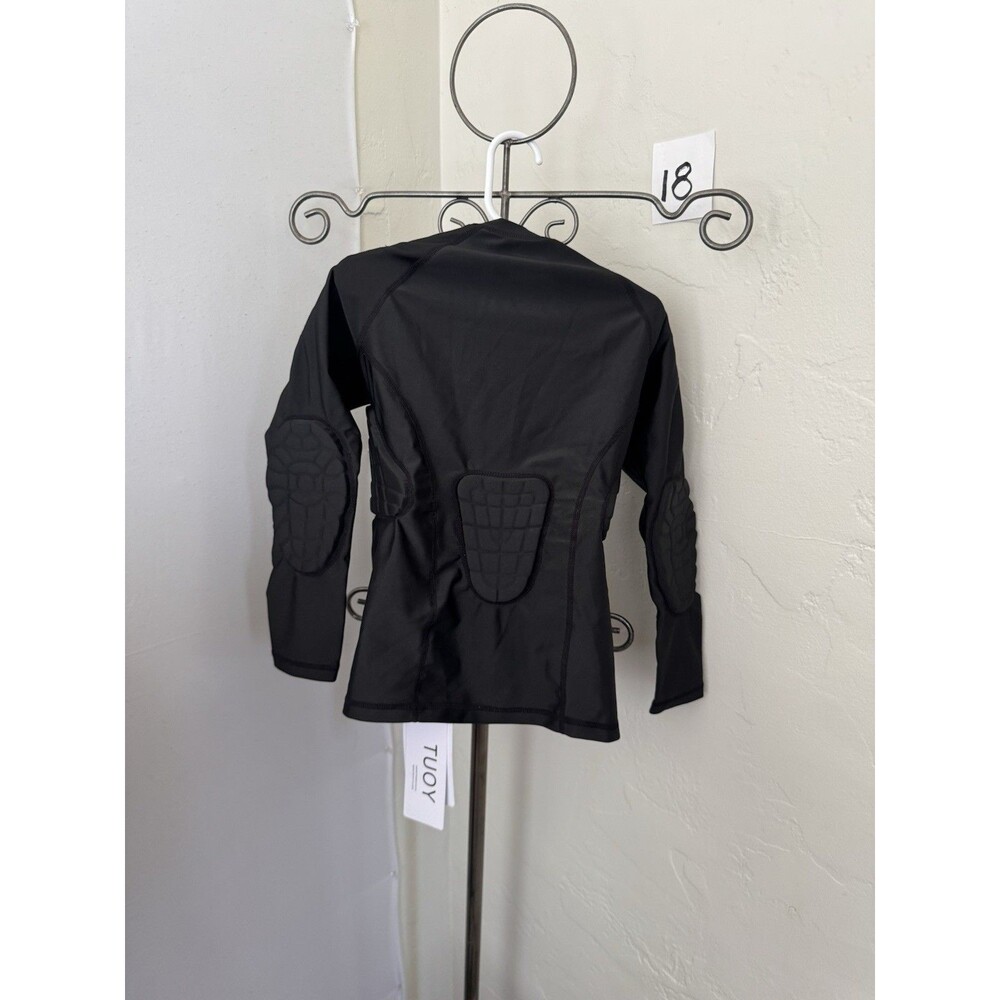 TUOY Youth Small Padded Football Compression Shirt Black NWT Shoulder Pads